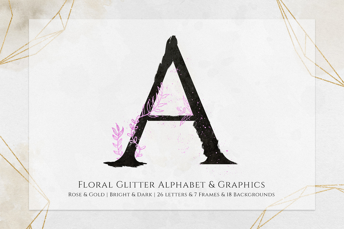 Floral Glitter Alphabet & Graphics, a Texture Illustration by Perfect Design (Photo 1 of 8)