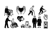 Elderly Care Medical Icons Set, an Illustration by designvectx (Thumbnail 2 of 3)