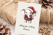 Christmas Elephant. Watercolor PNG., an Animal Illustration by KENO Mascots (Thumbnail 7 of 7)