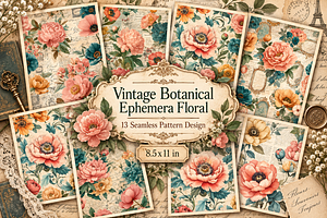 VINTAGE BOTANICAL EPHEMERA FLORAL