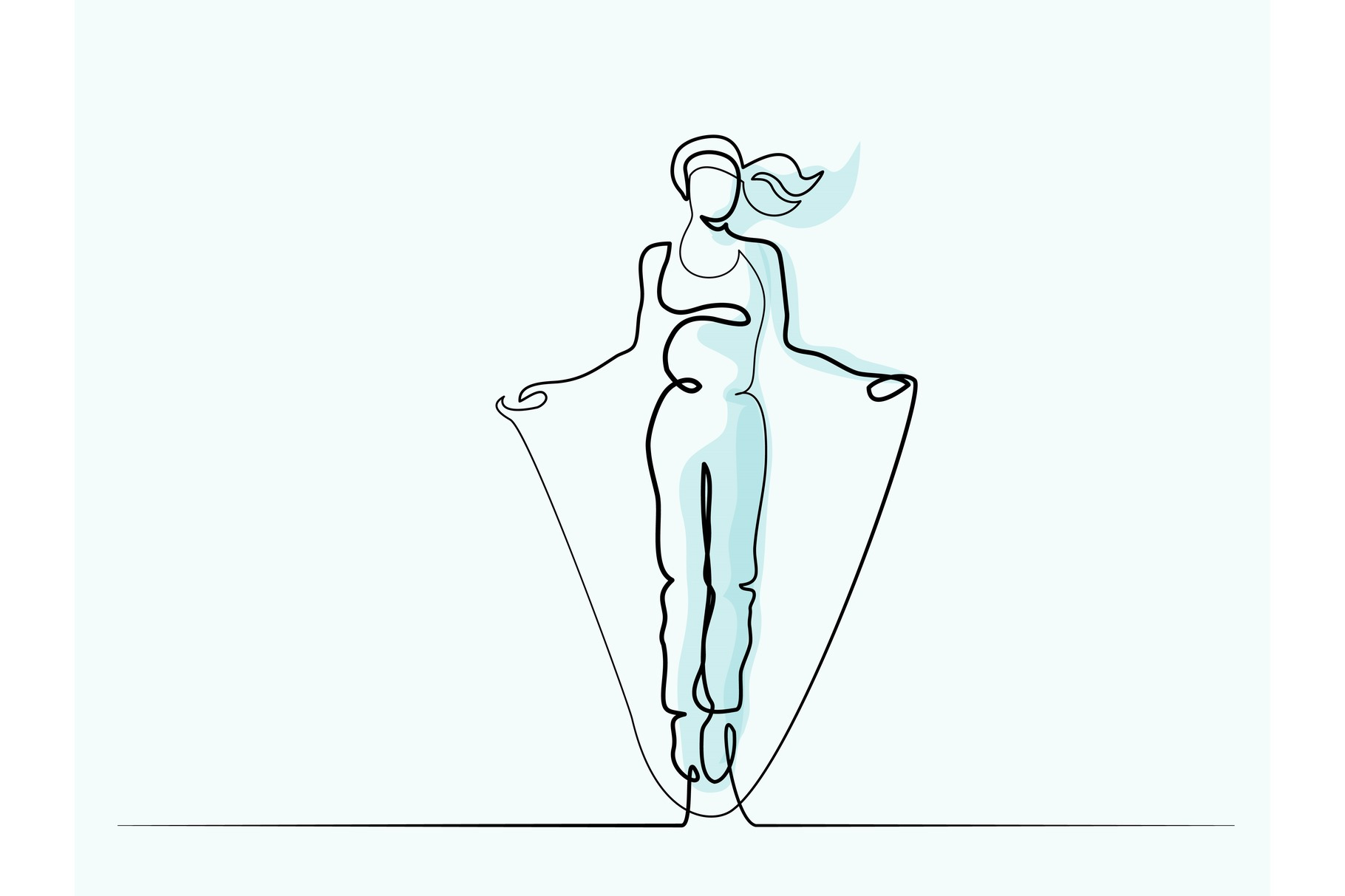 Happy jumping woman Continuous line, a Healthcare Illustration by Valenty