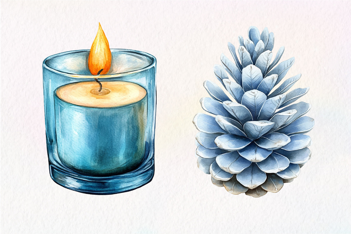 Silver Christmas Watercolor Clipart, an Illustration by Dream Creation (Photo 7 of 7)