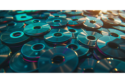 Pile of colorful compact discs with, a Technology Photo by LaVika