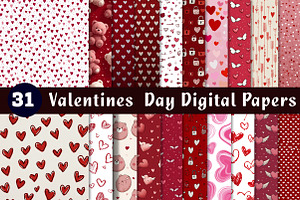 valentine digital papers, an Illustration by CreationArt