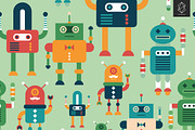 Funny robots seamless pattern set, a Pattern Graphic by Yury Velikanov (Thumbnail 5 of 5)