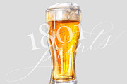 Light Beer Glass Illustration, an Illustration by 1801Prints (Thumbnail 2 of 4)