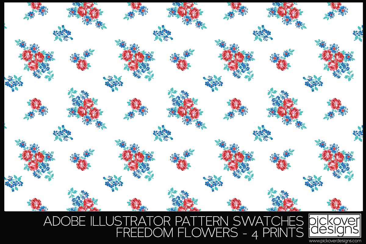 4 Freedom Flower Print Swatches, a Pattern Graphic by Pickover Designs (Photo 5 of 5)