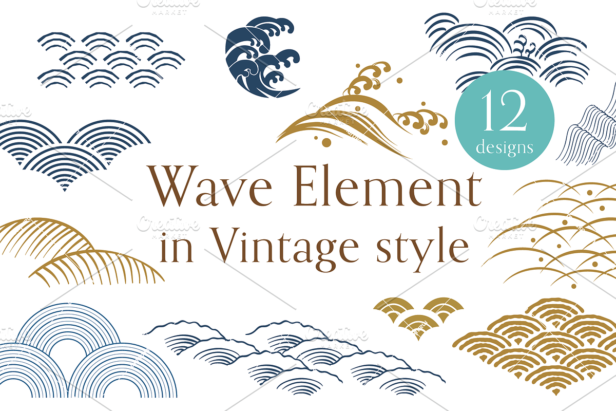 Wave illustration in vintage style, an Object Graphic by marukopum (Photo 1 of 2)