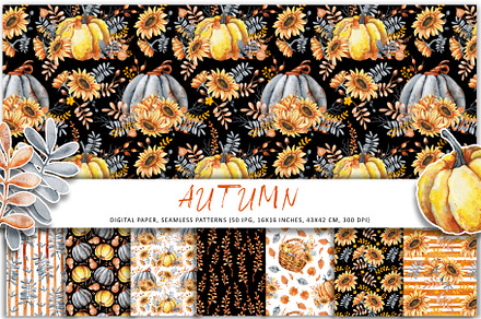 Autumn watercolor digital paper