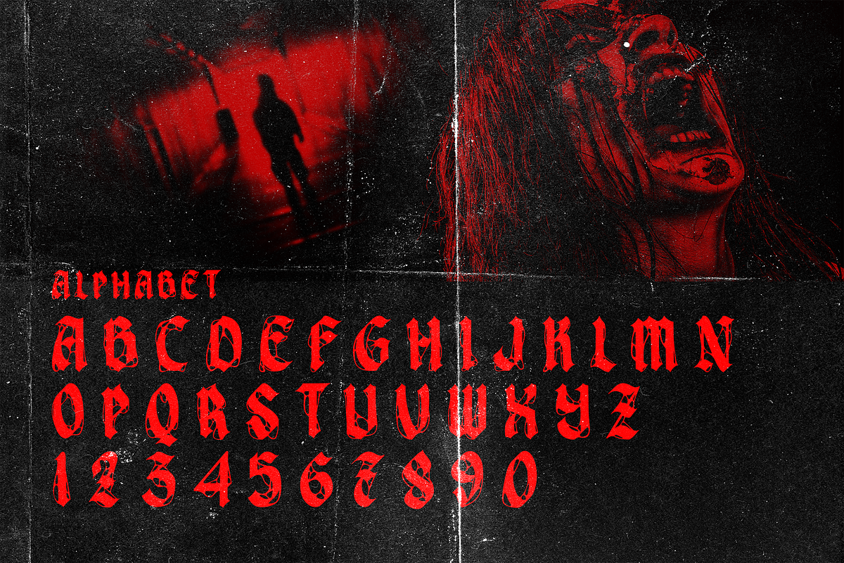 Zombie Demon Metal Horror Display, a Blackletter Font by dansdesign (Photo 4 of 8)