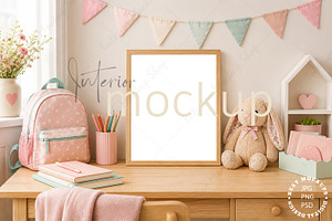 Pastel Kids Room Frame Mockup PSD