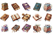 Watercolor Vintage Books Clipart, an Illustration by Designking (Thumbnail 2 of 5)