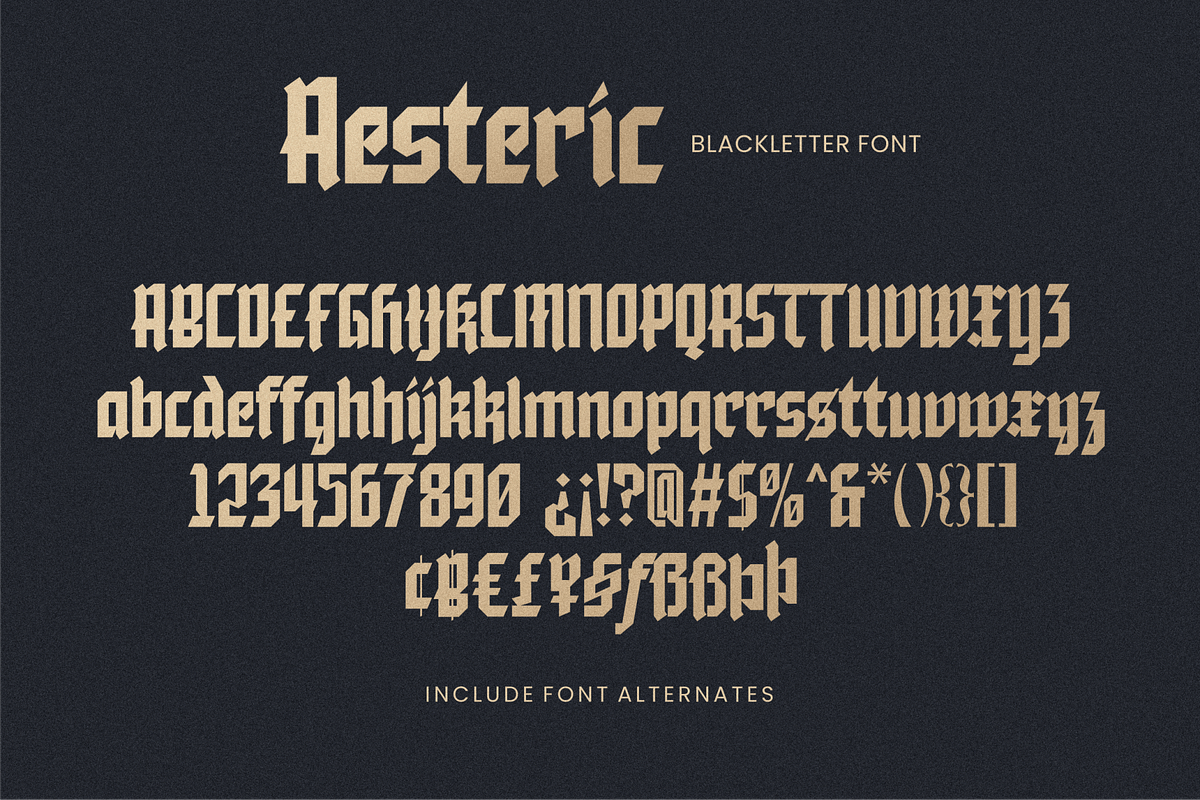 Aesteric Blackletter Gothic Font, a Blackletter Font by 24Design Studios (Photo 3 of 8)