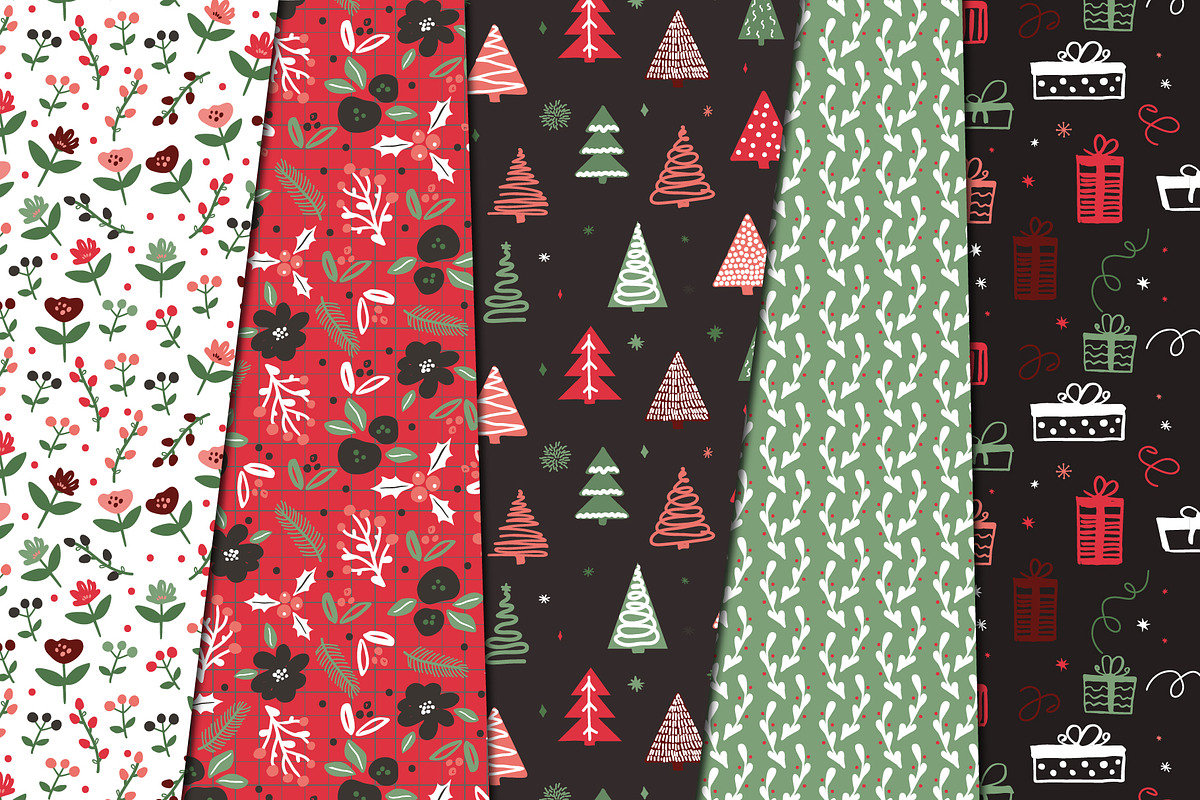 Winter holiday floral patterns, a Pattern Graphic by Cozy pattern shop (Photo 2 of 11)