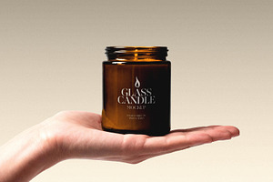 Candle Mockup on Hand, a Household Mockup by Design Squad