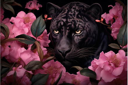 Vibrant Panther head pink flowers, an Animal Photo by Ylivdesign