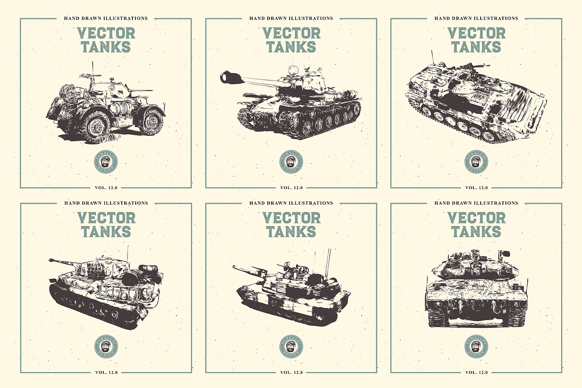 VECTOR TANKS HAND DRAWN BUNDLE 12.0, an Object Graphic by pawellpi