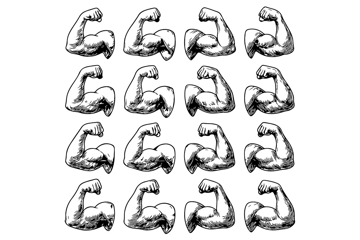 Flexed Arm Muscle Engravings, an Object Graphic by nikagraphic