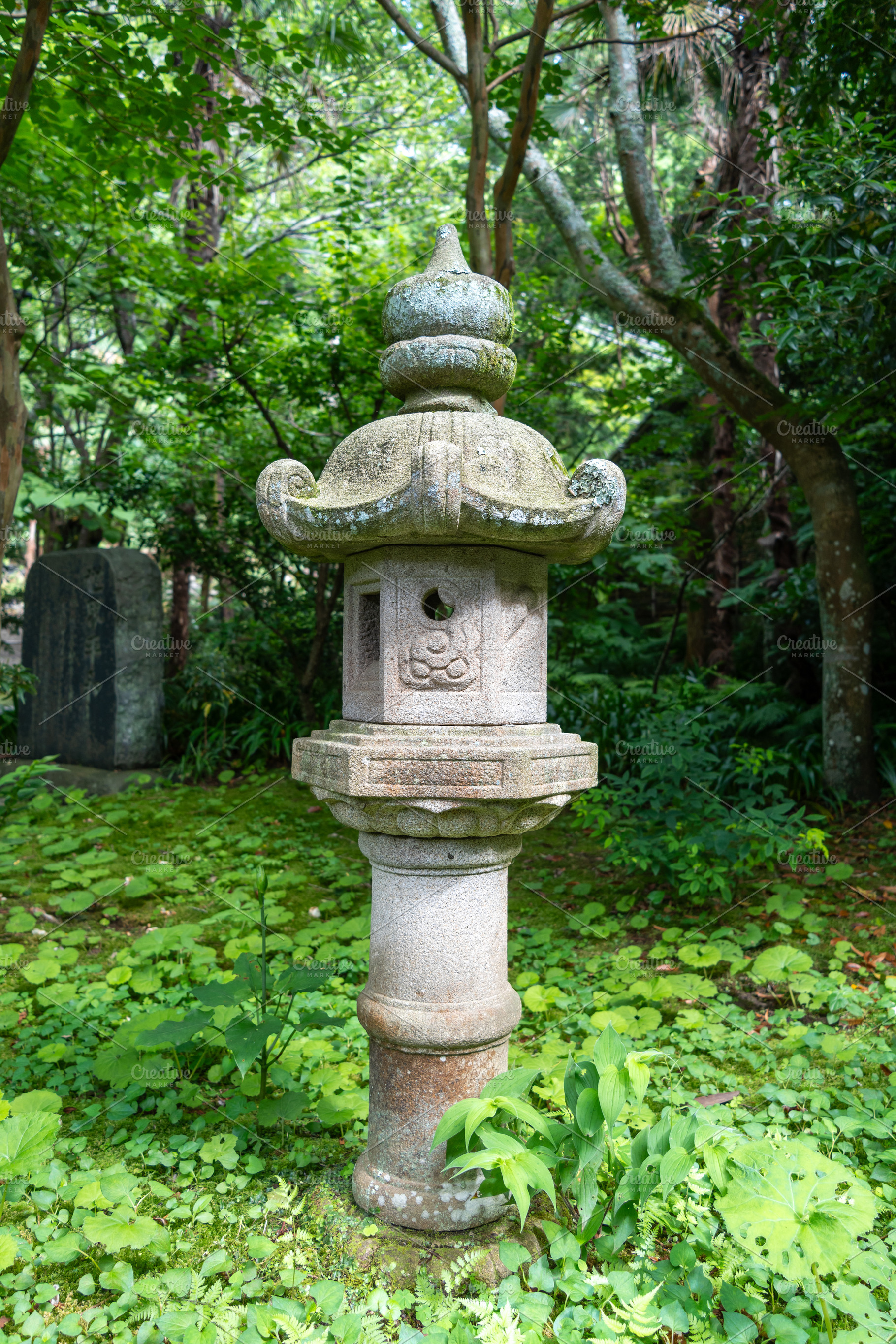 Traditional stone lantern at Jochi-ji Temple in Kamakura, Japan, an Architecture Photo by GoodGoods