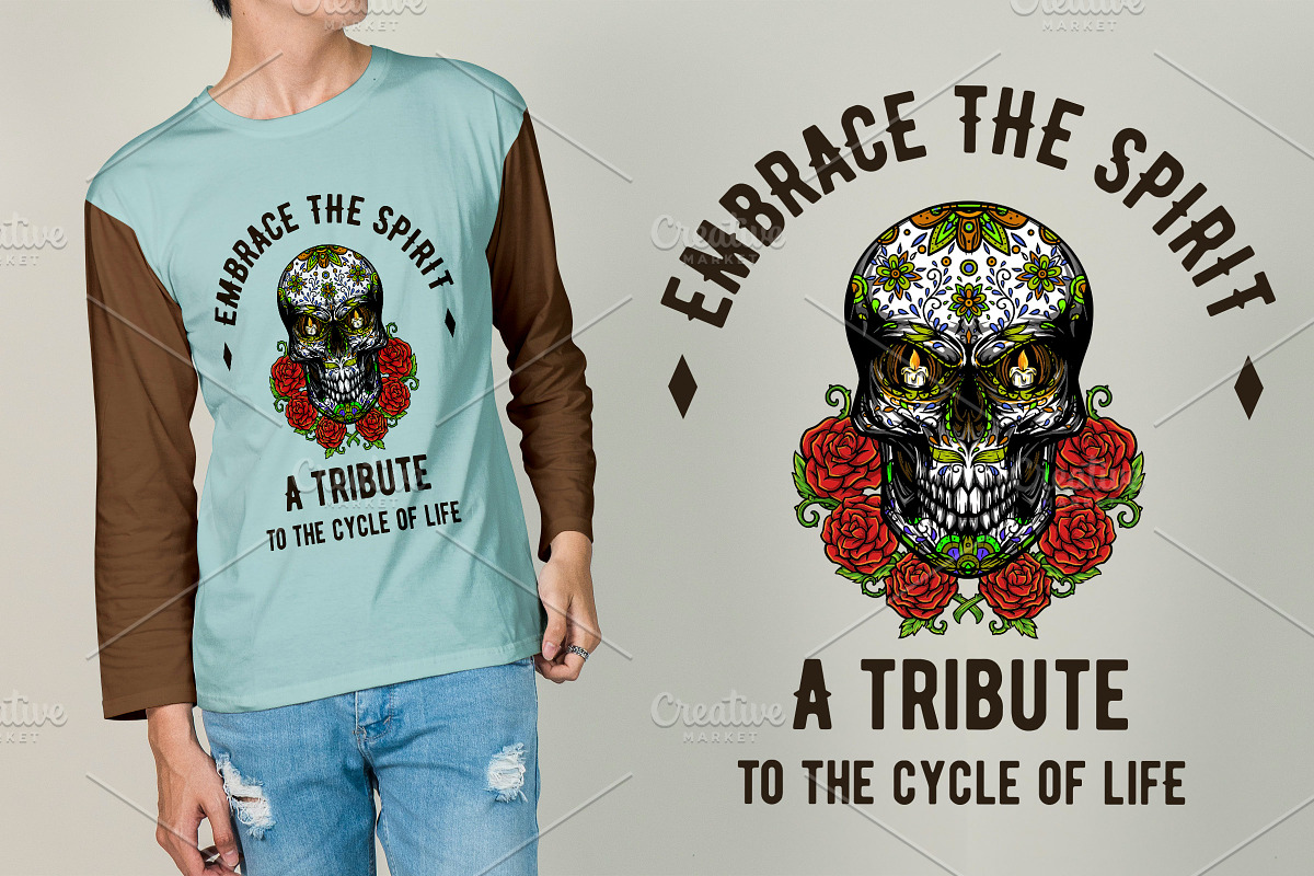 Muertos Skull and Rose Design Vector, an Illustration by vectstudio (Photo 2 of 3)