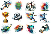Watercolor Football Clipart, an Illustration by Designworld (Thumbnail 2 of 4)
