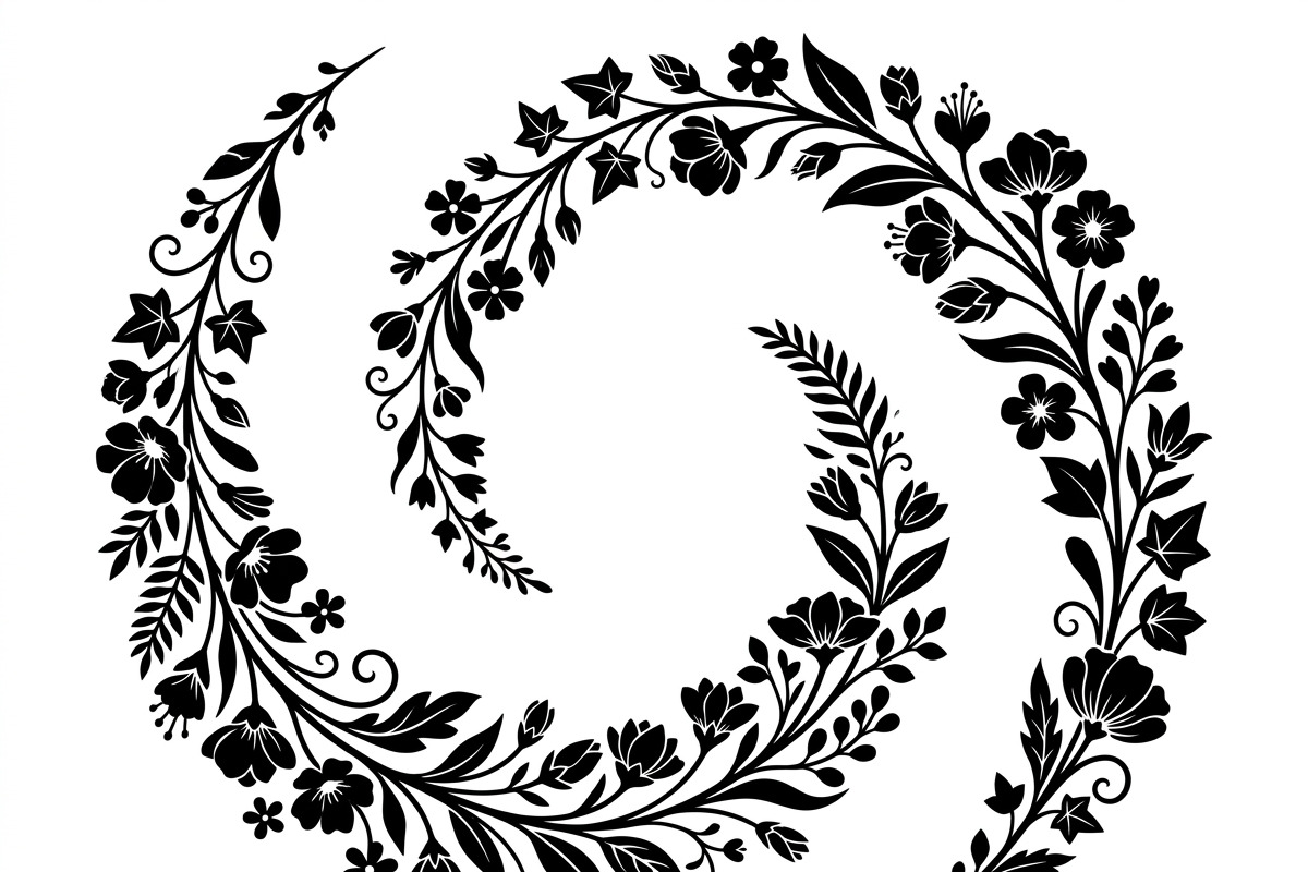 50 Elegant Floral Leaf Spiral Frame, a Decorative Illustration by Amazin_art (Photo 8 of 39)