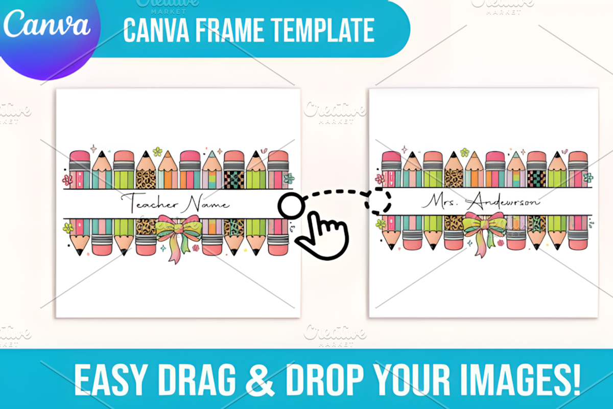Editable Teacher Name Canva Frame, a Presentation Template by Ink Gallery (Photo 2 of 3)