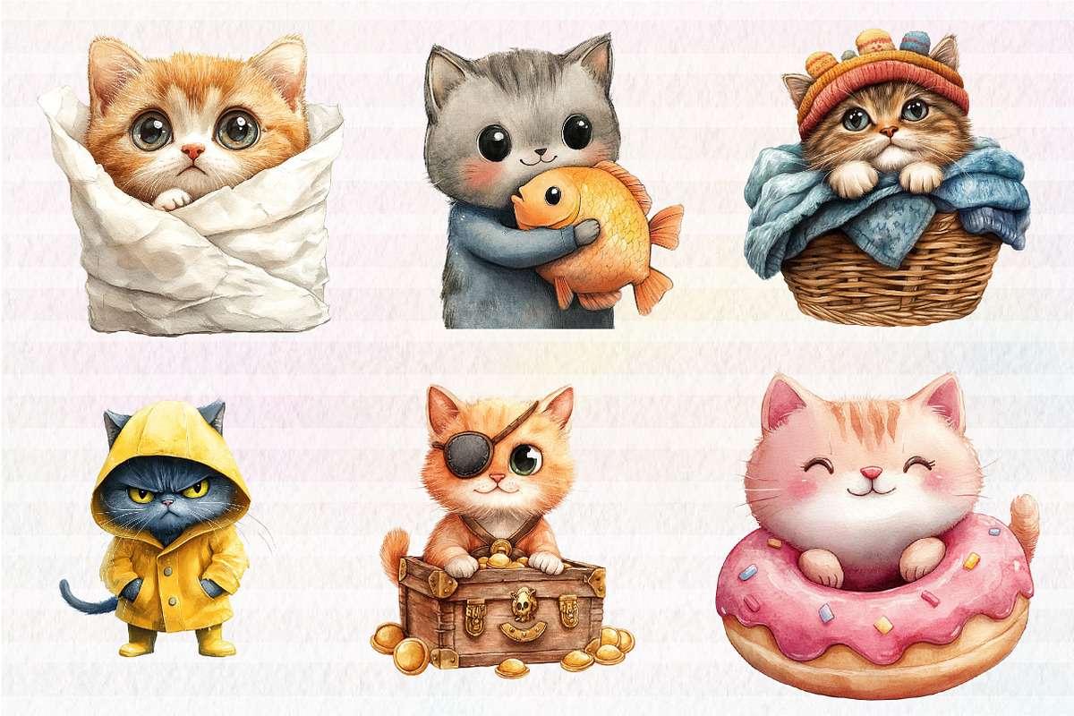 Funny Cat Clipart, Quirky Cat, an Illustration by CreationArt (Photo 5 of 5)