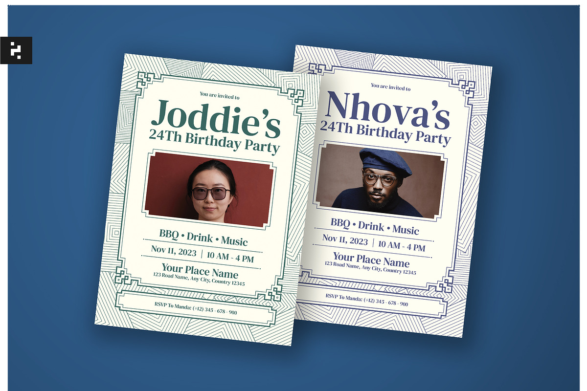 Classic Frame Birthday Invitation, a Card Template by Neermana (Photo 4 of 4)