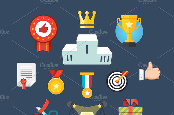 Award Icons In Colourful Flatness