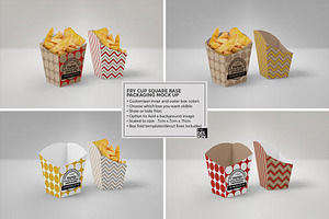 Fry Box Square Base Packaging Mockup