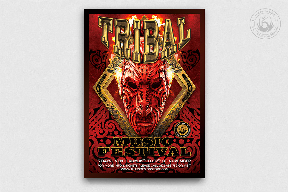 Tribal Music Festival Flyer Template, a Flyer Template by ThatsDesignArt (Photo 1 of 8)