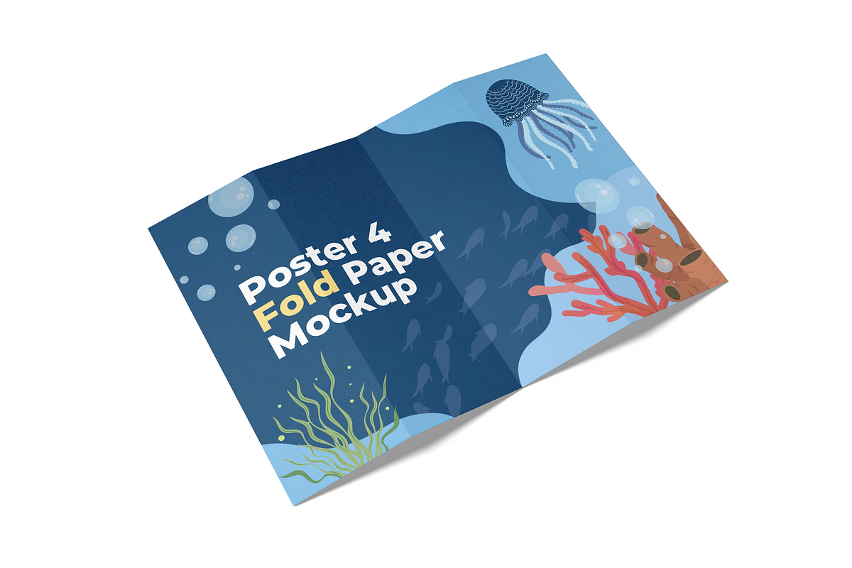Fold Paper Poster Mockup Set, a Books & Magazine Mockup by DSNA Mockup (Photo 4 of 5)