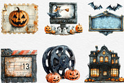 Vintage Halloween Cinema Clipart, an Illustration by Black Bird Studio (Thumbnail 3 of 6)