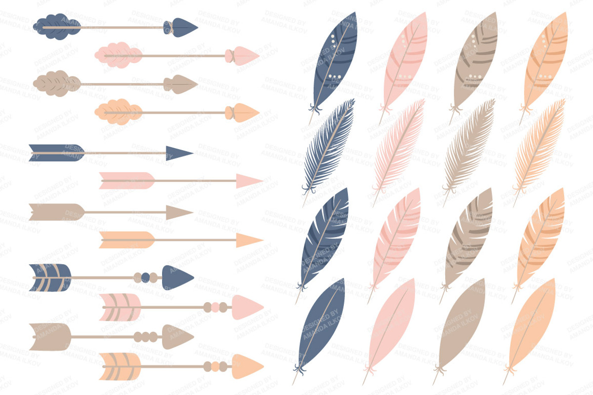 Navy & Blush Tribal Clip Art, an Illustration by Amanda Ilkov (Photo 4 of 4)