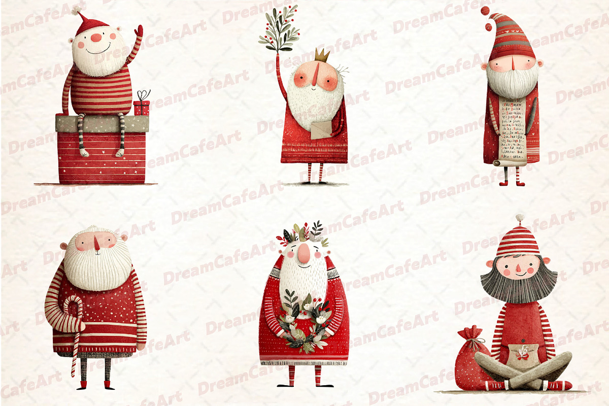 Funny Christmas Santa Clipart, an Illustration by DreamCafeArt (Photo 2 of 8)
