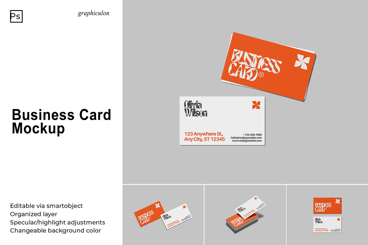 Minimalist Business Card Mockup Set, a Product Mockup by Graphiculon (Photo 1 of 11)