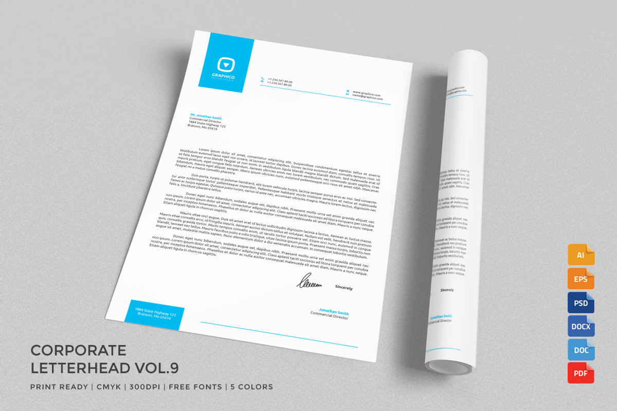 Corporate Letterhead 9 with MS Word, a Stationery Template by ND Design (Photo 1 of 8)