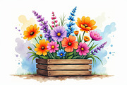 Wildflowers In Wooden Box Clipart Ki, an Illustration by hafijul (Thumbnail 12 of 14)