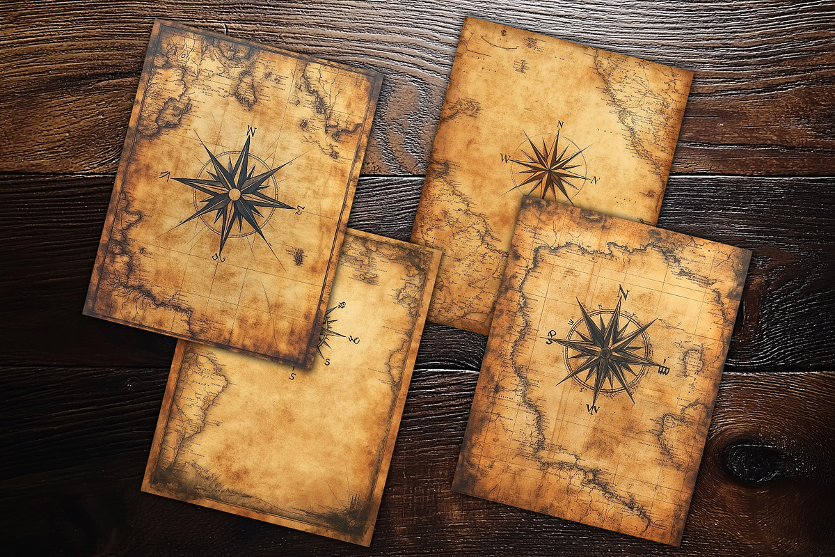 Antique Compass Map Scrapbook Paper, a Background Graphic by V Design Creator (Photo 6 of 10)