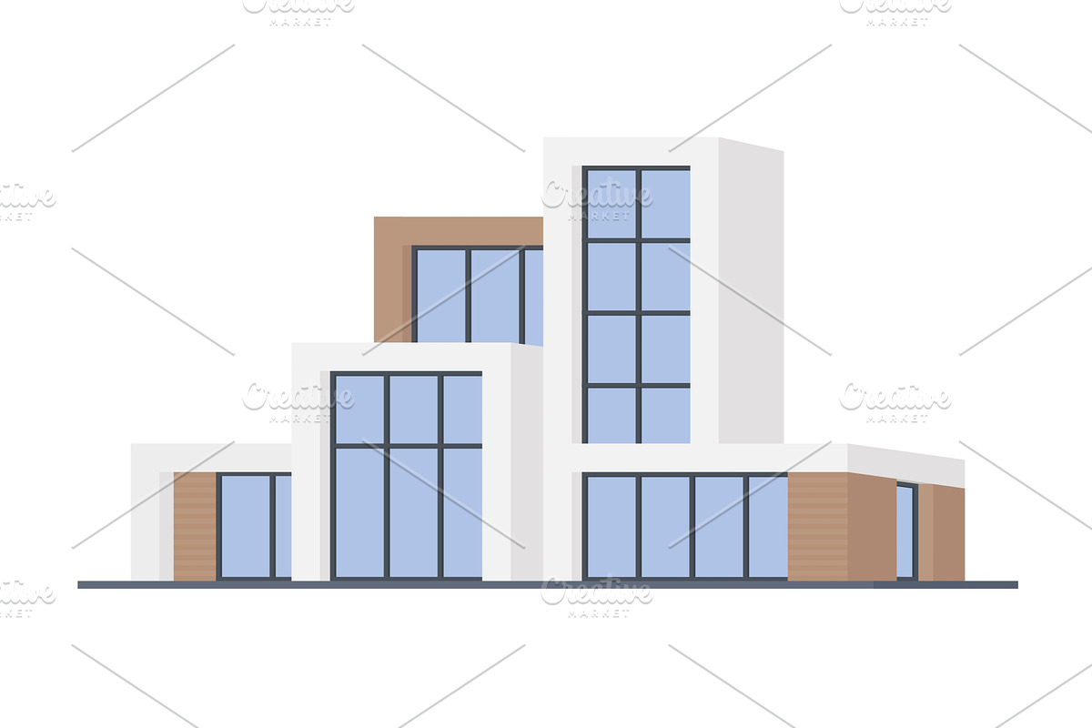 Contemporary Flat Style Modern Villa, an Object Illustration by Flashvector