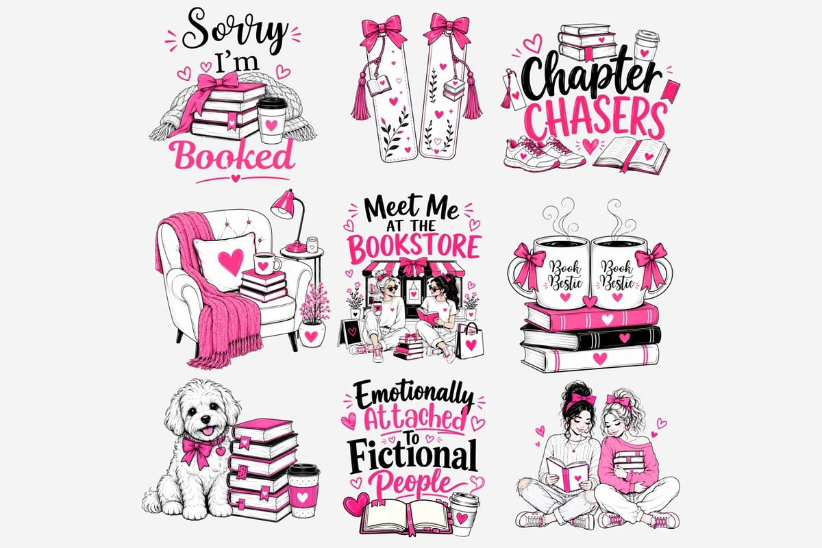 Book Besties Clipart Bundle, a Person Illustration by Tanya Kart (Photo 8 of 12)