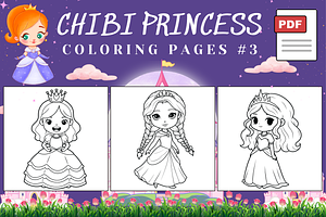 Chibi Princess Coloring Book #3, a Person Illustration by Inkivelle Studio