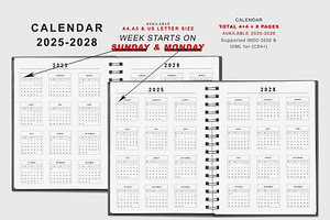 2025 Sunday & Monday Starts Planner