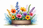 Wildflowers In Wooden Box Clipart Ki, an Illustration by hafijul (Thumbnail 7 of 14)