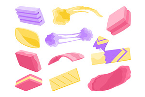Bubble gum splashes set. Cartoon, an Object Illustration by the8monkey