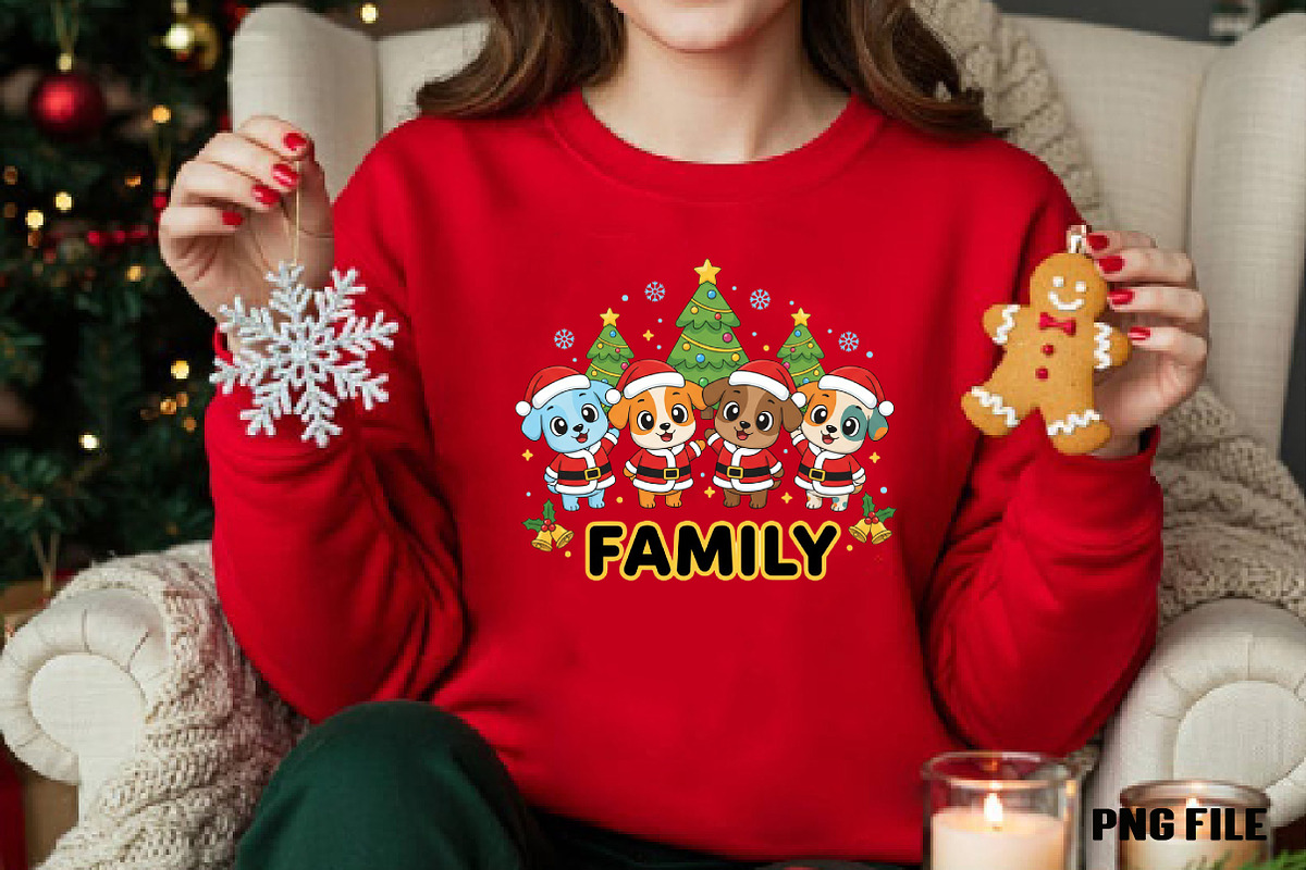 Dog Family Christmas PNG, an Illustration by DreamCafeArt (Photo 2 of 4)