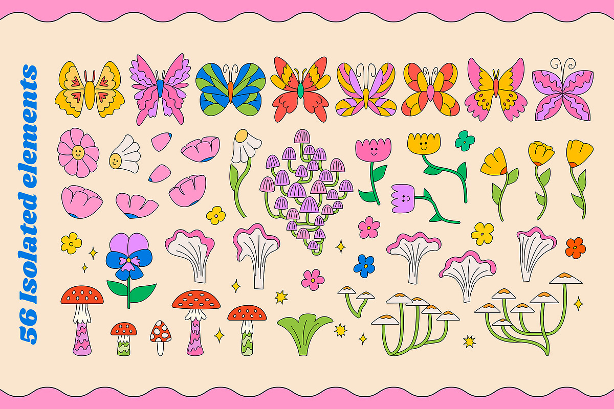Retro Groovy | Cliparts & Patterns, an Object Graphic by Felizabeth Design (Photo 5 of 9)