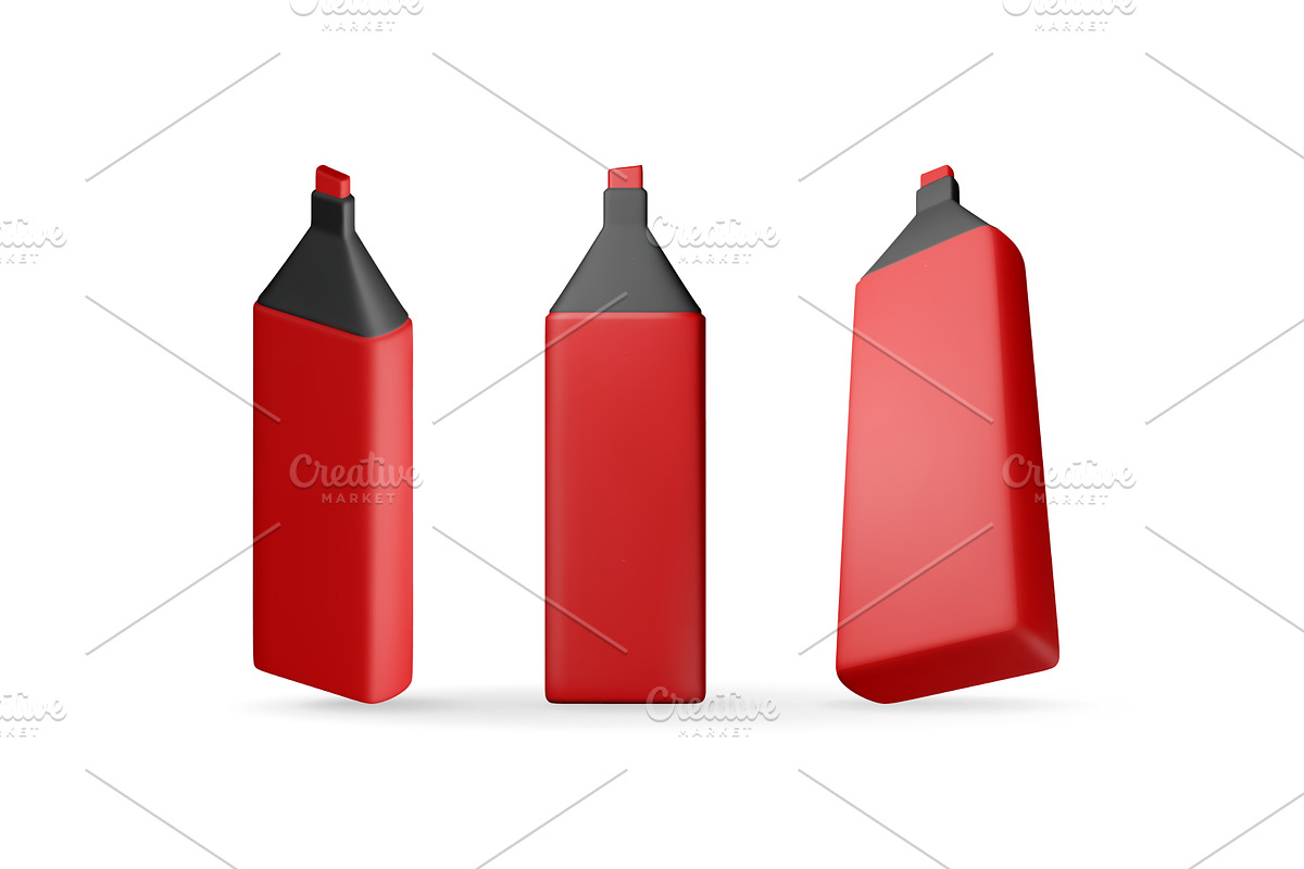 3D set of markers pen isolated on, an Object Illustration by Abscent