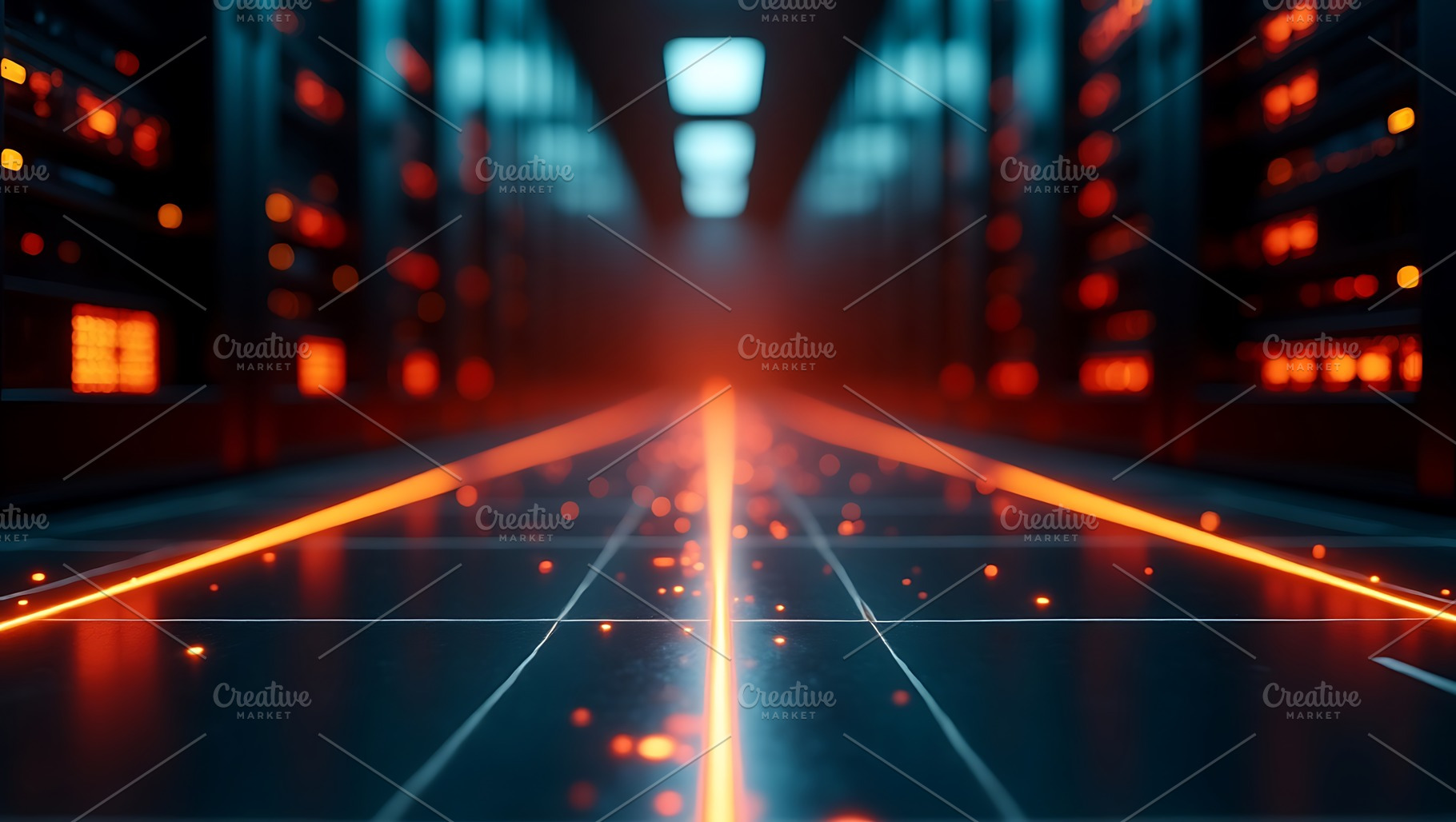 Futuristic city street neon lights, a Technology Photo by Artonix
